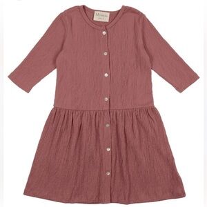 Montee Mauve Button Down Dress Girls Size 8 Cotton Long Sleeves Modest